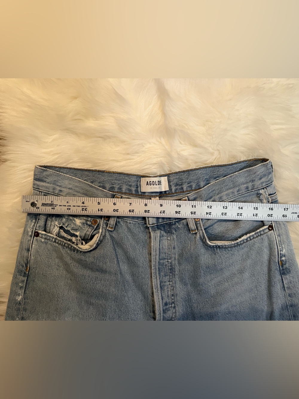 Agolde 90´s Light Wash Straight-Leg woman’s Jeans with Distressed Knees size 28 - Picture 5 of 10